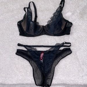 Adore Me black Lacey strappy set